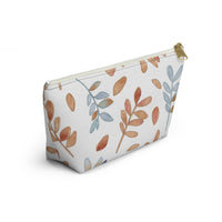 Watercolor Tossed Leaves Accessory Pouch w T-bottom in Orange